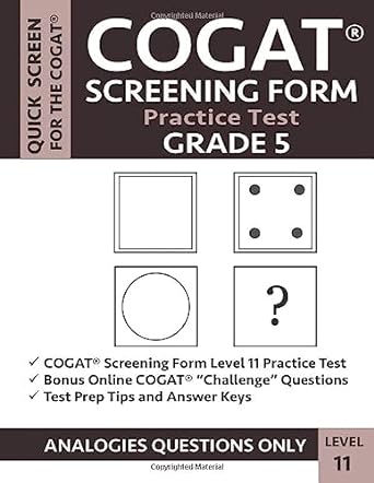 cogat screening form practice test grade 5 level 11 practice questions from cogat form 7 / form 8 analogies