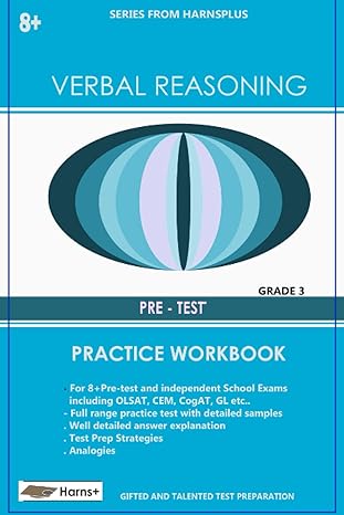 verbal reasoning practice workbook for grade 3 1st edition harns plus 979-8544360612