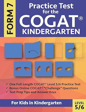 practice test for the cogat form 7 kindergarten level 5/6 gifted and talented test prep for kindergarten