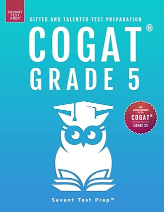 cogat grade 5 test prep gifted and talented test preparation book two practice tests for children in fifth