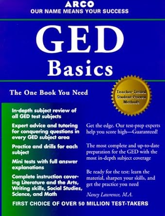 arco preparation for the ged basics 1st edition nancy lawrence 0028637798, 978-0028637792