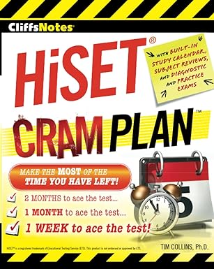 cliffsnotes hiset cram plan new edition tim collins ph.d. 0544373308, 978-0544373303