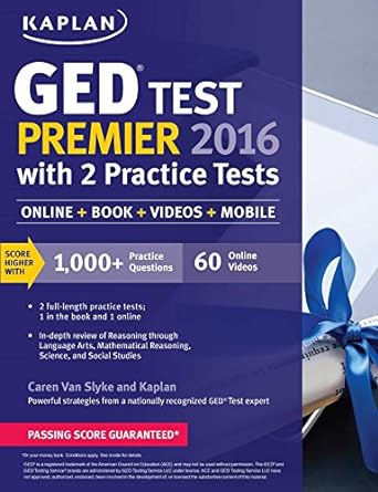 kaplan ged test premier 20 with 2 practice tests csm edition caren van slyke 1625233051, 978-1625233059