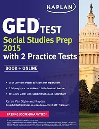 kaplan ged test social studies prep 2015 book + online pap/psc edition caren van slyke 1625232373,