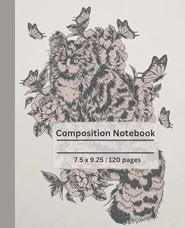 cat composition book nature cat with butterflies and flowers 120 pages 7 5 x 9 25 1st edition allurextasy j