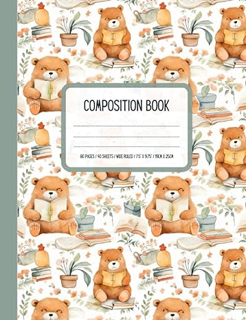 composition book studious bear wide ruled with margin 80 pages 1st edition lea mcgrath b0cdnsh8k3