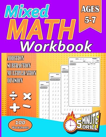 mixed math workbook addition subtraction multiplication division 5 minute drills 100 worksheets exercises