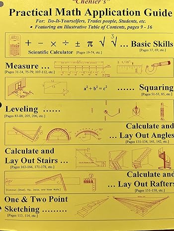 chenier s practical math application guide for do it yourselfers trades people students etc 1st edition