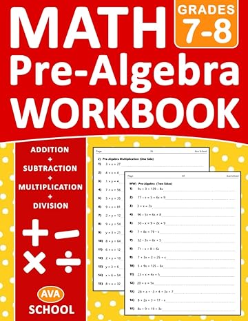 pre algebra workbook grade 7 8 pre algebra practice problems for 7th grade and 8th grade with 1000 exercises