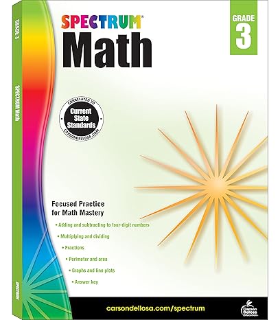 spectrum 3rd grade math workbooks ages 8 to 9 math workbooks grade 3 multiplication division fractions