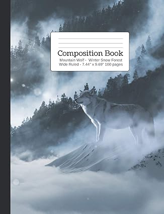 composition book mountain wolf winter snow forest wide rule student exercise book 1st edition popcorn