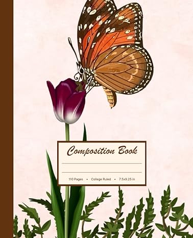 composition book college ruled vintage butterfly tulip illustration vintage botanical composition book for