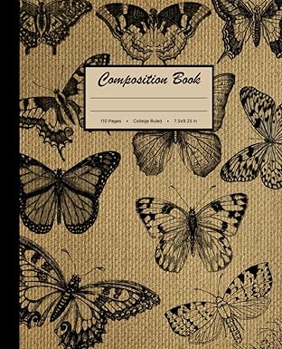 composition book college ruled vintage burlap butterflies vintage nature aesthetic composition book for home