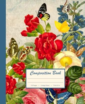 composition book college ruled vintage butterfly garden illustration vintage botanical art composition book