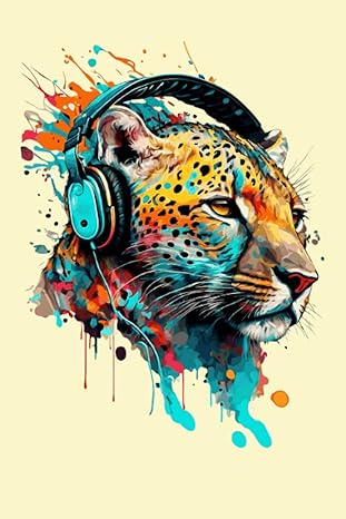 colourful leopard with headphones leopard music dj diary wildcat 120 blank pages lined a5 6 9 1st edition