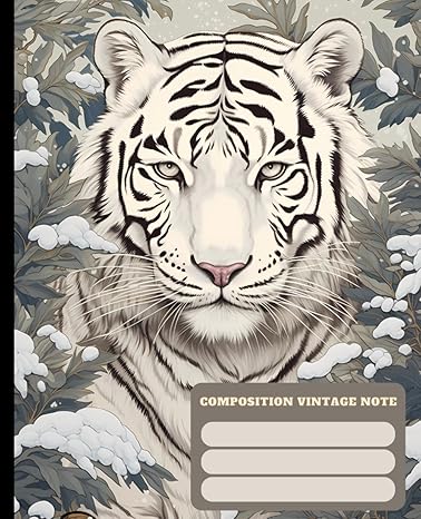 composition vintage notes white tiger vintage biology illustration white tiger 7 5 x 9 25 inches 120 pages