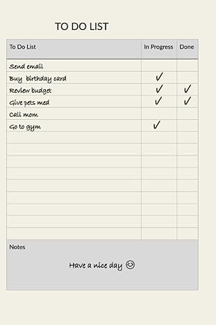 to do list with in progress and done labels 96 sheets double sided printing 1st edition gregory upper