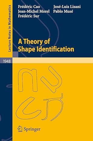 a theory of shape identification 2008th edition frederic cao ,jose luis lisani ,jean michel morel ,pablo muse