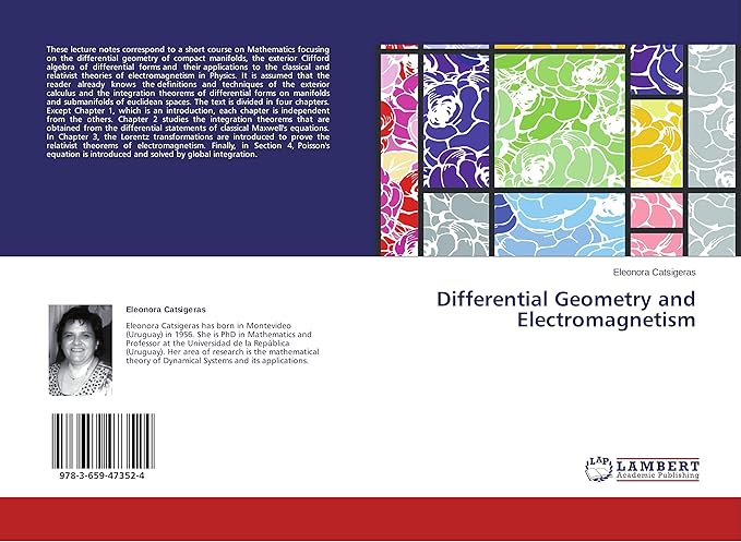 differential geometry and electromagnetism 1st edition eleonora catsigeras 3659473529, 978-3659473524