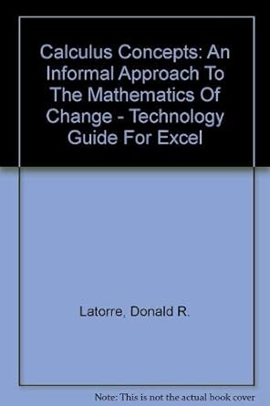 calculus concepts an informal approach to the mathematics of change technology guide for excel 2nd edition