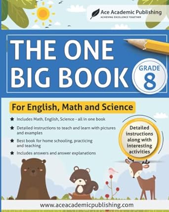 the one big book grade 8 for english math and science black and white edition 1st edition ace academic