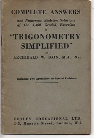 trigonometry simplified etc 1st edition archibald wallace williamson bain b000wf5jea