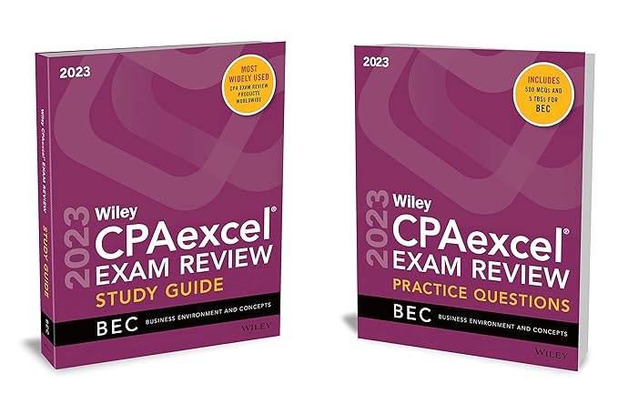 wiley s cpa 2023 study guide + question pack business environment and concepts 1st edition wiley 1394160119,