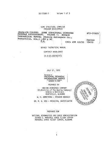 ssme structural computer program development volume 1 bopace theoretical manual july 31 1973 1st edition nasa
