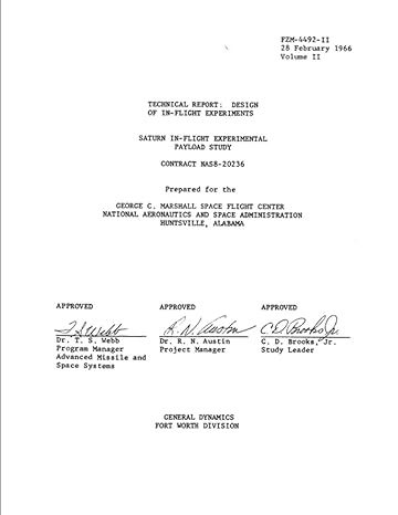 technical report design of in flight experiments saturn in flight experimental payload study volume 2