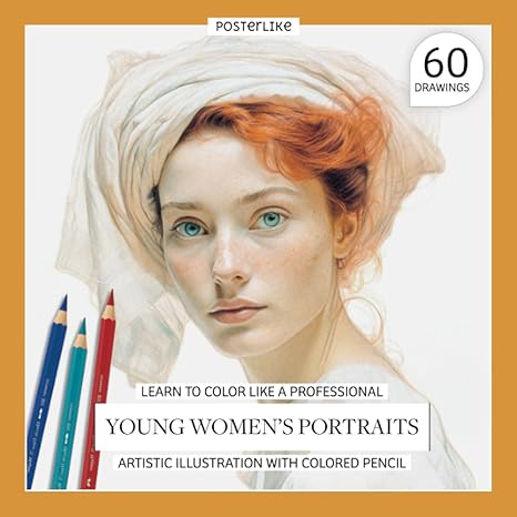 learn to color like a professional young women s portraits artistic illustration with colored pencil