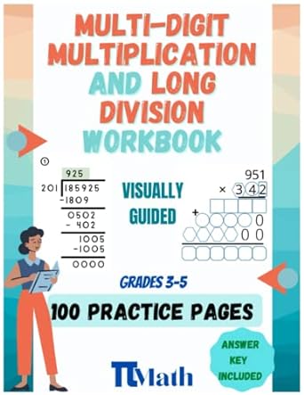 pi math 100 practice pages of multi digit multiplication and long division workbook grades 3 5 master