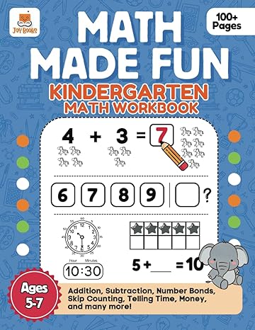 math made fun kindergarten math workbook ages 5 7 number tracing addition subtraction telling time money and