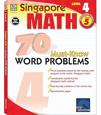 singapore math 70 must know word problems workbook for 5th grade math paperback ages 10 11 with answer key