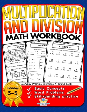 multiplication and division math workbook for 3rd  5th grades basic concepts word problems skill building