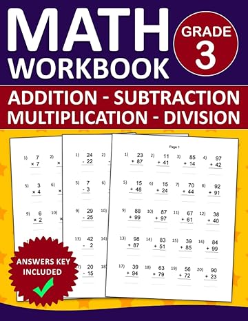 math workbook for grade 3 addition subtraction multiplication division exercises with answers key math