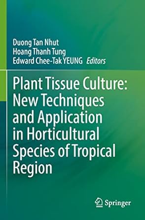 plant tissue culture new techniques and application in horticultural species of tropical region 1st edition