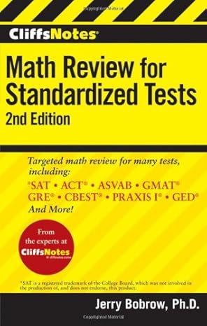 cliffsnotes math review for standardized tests 2nd edition jerry bobrow ph d b004q7e13a