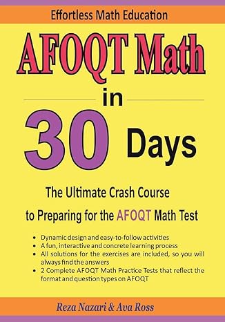 afoqt math in 30 days the ultimate crash course to preparing for the afoqt math test 1st edition reza nazari