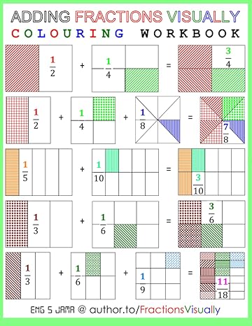 adding fractions visually colouring workbook workbook edition eng s jama 1726331040, 978-1726331043