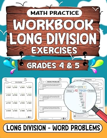 math practice workbook grades 4 and 5 long division exercises math workbook for learning long division with