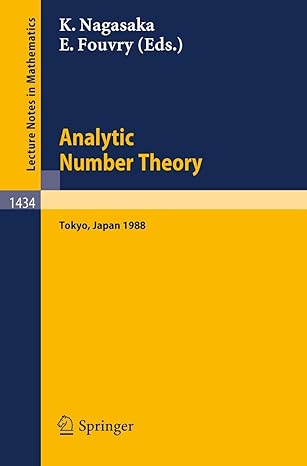 analytic number theory proceedings of the japanese french symposium held in tokyo japan october 10 13 1988