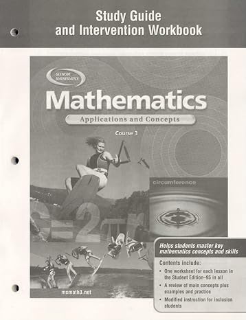 mathematics applications and concepts course 3 study guide and intervention workbook 1st edition mcgraw hill