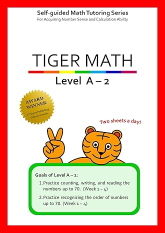 tiger math level a 2 for grade k 1st edition dr michelle y you 1944257012, 978-1944257019