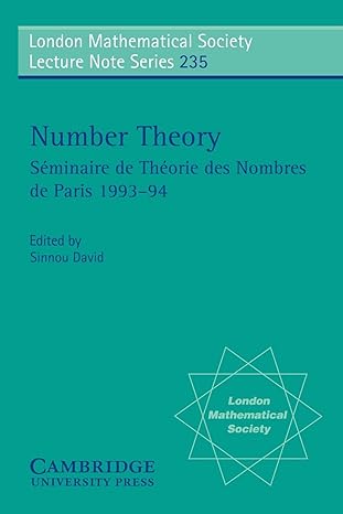 number theory seminaire de theorie des nombres de paris 1993 94 1st edition sinnou david 052158549x,