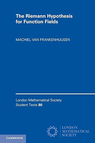 the riemann hypothesis for function fields frobenius flow and shift operators 1st edition machiel van