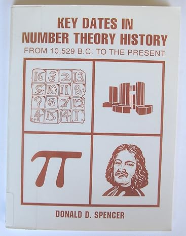 key dates in number theory history from 10 529 b c to the present 1st edition donald d spencer 0892183187,