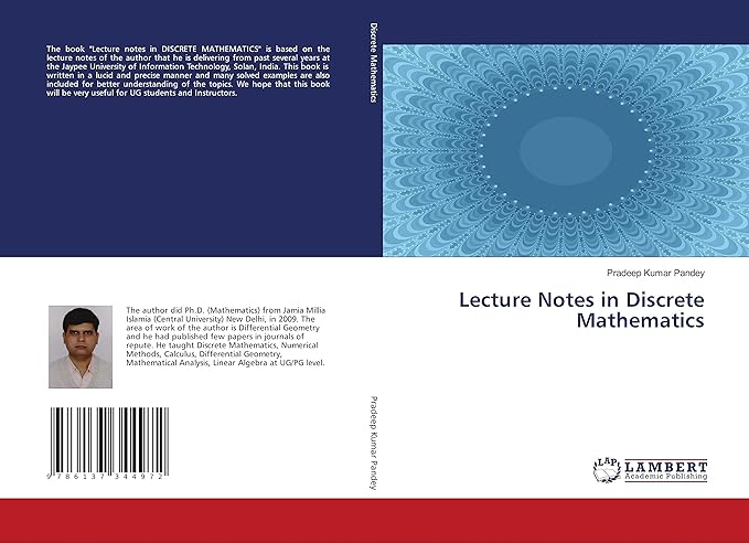 lecture notes in discrete mathematics 1st edition pradeep kumar pandey 6137344975, 978-6137344972