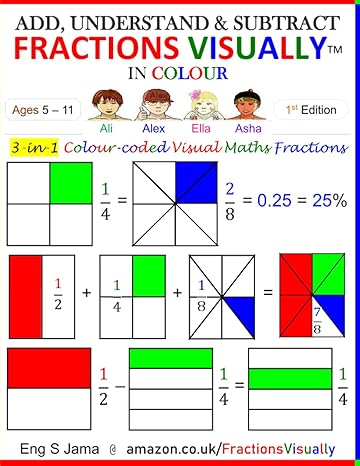 add understand and subtract fractions visually in colour 3 in 1 colour coded visual maths fractions 1st