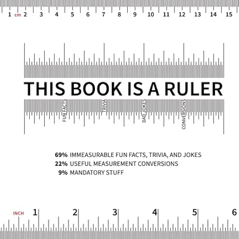 this book is a ruler 69 immeasurable fun facts trivia and jokes 22 useful measurement conversions 9 mandatory