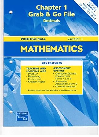 prentice hall mathematics course 1 grab and go file chapter 1 1st edition prentice hall 0130378275,